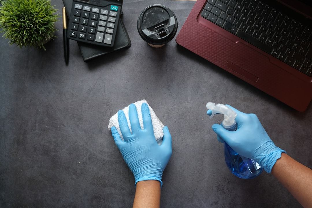 Detail disinfection at an office workstation